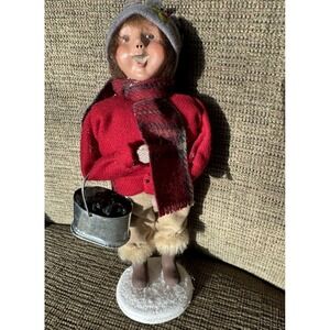 2006 Byers' Choice Caroler Boy with Coal Bucket &‎ Fur Boots – Handcrafted USA